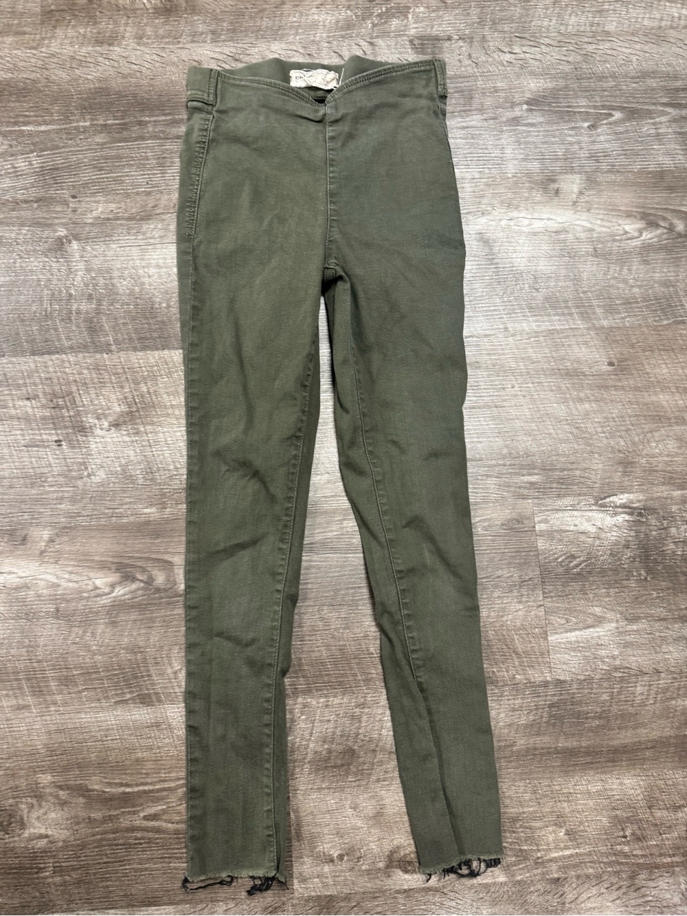 Free People Olive Green Pull On High Waist Skinny Jeans Size w25